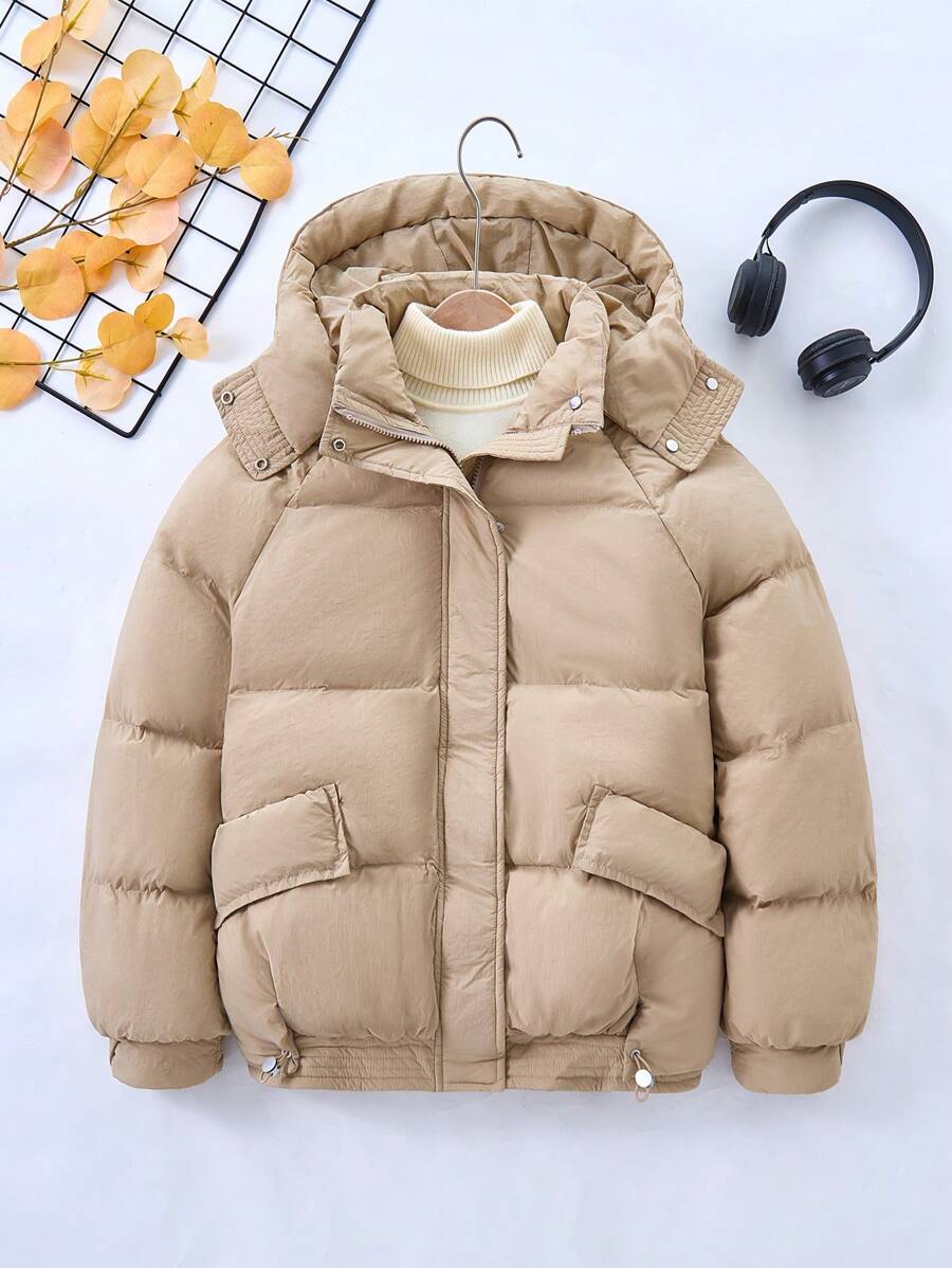 Chaqueta acolchada con capucha, resistente al viento y abrigada para niñas, adecuada para temperaturas de hasta -10°C, para invierno
