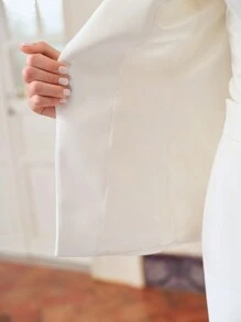 ZEYLAH PEAK COLLAR APPLIQUES DETAIL BLAZER - White - View 9