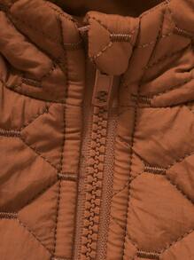 Baby Girls Winter Coats Embroidery Horizontal Strip Fashion Simple Everything Suitable With Hooded Waist Design - Orange - View 5