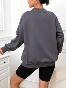 INAWLY 女士时尚套头运动长袖运动衫，秋冬季舒适 - 深灰色 - 查看 2