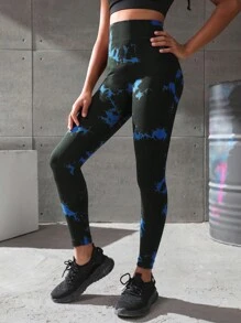 SHEIN Quần legging thể thao nhuộm loang không đường may cho bé gái tuổi mới lớn, phù hợp cho các hoạt động thể thao ngoài trời, thể dục, yoga và aerobic - Nhiều màu - Xem 1