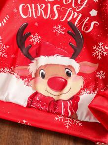 SHEIN Tween Boy Christmas Print Hooded Long Sleeve Sweatshirt