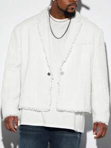 Manfinity NXTstreet Plus Size Men's Long Sleeve Woven Single-Button Blazer Jacket