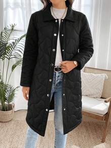 EMERY ROSE Long Warm Zip-Up Style Women Coats Winter - Black - View 5
