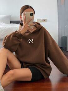 DAZY Hooded Casual Fleece Solid Color Loose Fit Unisex Sweatshirt, Fall Women Clothes, Thermal Lined