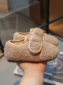 Scarpe basse imbottite in peluche per bambini e bambine, con fodera calda, stile college di moda, casual da esterno, adatte per autunno/inverno