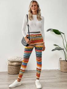 EMERY ROSE Quần legging họa tiết hình học cổ điển cạp cao thời trang thu đông cho nữ - Nhiều màu - Xem 4