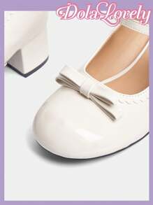 Dola Lovely Tacones altos con puntera redonda, decorados con moño y en unicolor, ideales para uso diario y salidas nocturnas, perfectos para Año Nuevo, Día de San Valentín y otras festividades