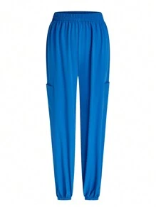 TaskEZ 纯色前扣开合长袖口袋设计简约上衣和裤子休闲医疗保健手术服套装