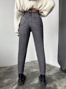 SHEIN Cottnline 100%Cotton Slim Fit Denim Jeans With Slant Pockets - Dark Grey - View 2
