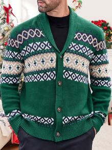 Manfinity NXTstreet Cardigan casual ajusté tricoté pour homme, convient pour l'automne et Noël - Multicolore - Voir 1