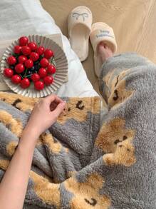 DAZY Pantalones de pijama rectos con estampado de oso de peluche
