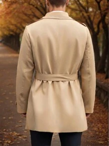 Manfinity Homme Chaqueta casual de unicolor de doble botonadura, manga larga para hombres, para primavera y otoño
