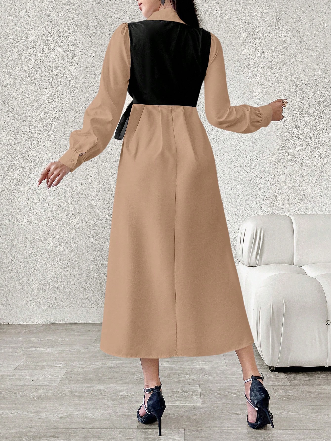 Seusyu فستان نسائي أنيق للخريف متعدد الألوان بتصمي...