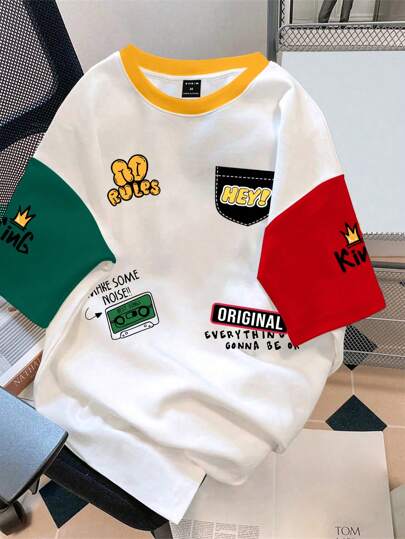 Claim Dot 男士夏季字母印花圆领短袖休闲 T 恤