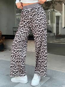 INAWLY Women's Front Button Closure Leopard Print Casual Pants - Multicolor - View 1