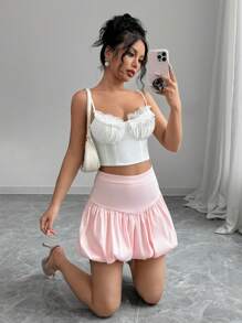 Chiquease Damska spódnica plisowana prosta, dopasowana, swobodna, codzienna