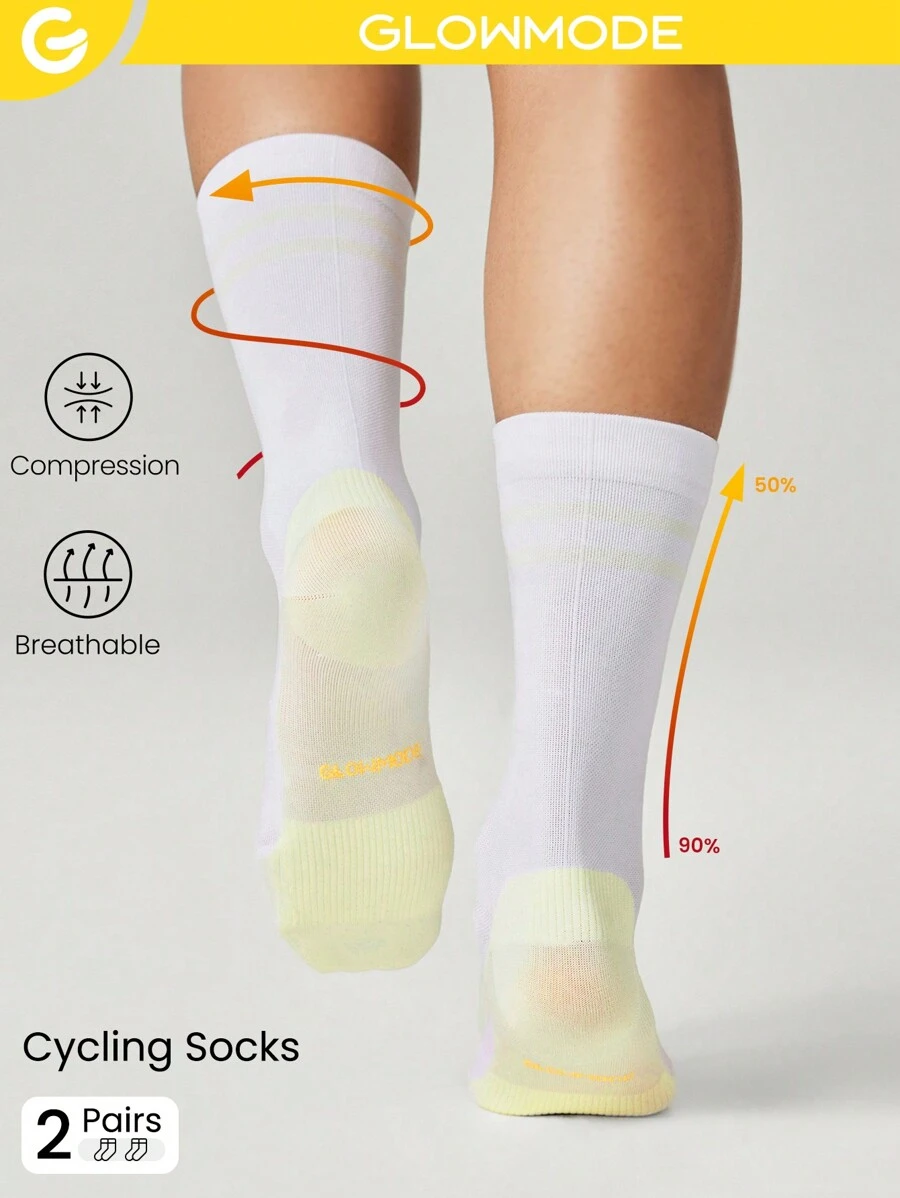 GLOWMODE Ride On Lightweight Biker Socks - White - View 1