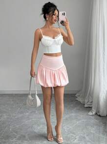 Chiquease Damska spódnica plisowana prosta, dopasowana, swobodna, codzienna