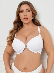 Wedaily 2pcs Plus Size Full Coverage Front Closure Breathable Mesh Padded Underwire Bra To Prevent Sagging For Large Bust - Multicolor - View 6