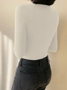 DAZY Women Solid Color Long Sleeve Turtleneck Slim Fit Thermal T-Shirt, Autumn/Winter