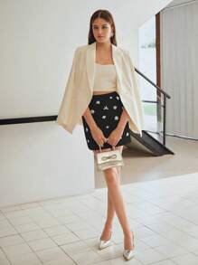 MOTF PREMIUM SOLID RHINESTONE DETAIL SKIRT - Black - View 6