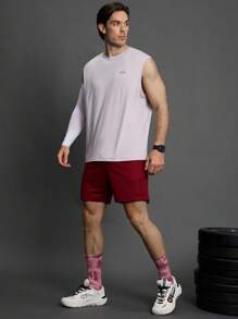 Manfinity Sport Corelite Áo tank top thể thao mùa hè cổ đứng in chữ dành cho nam, kiểu dáng boyfriend, chất liệu nén, thích hợp mặc cho nam giới. - Xám - Xem 2