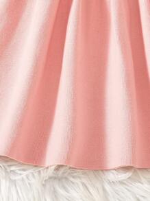 Young Girl's Simple Elegant Pearl Decor Peter Pan Collar Long Sleeve Knitted Sweater Dress, Soft Fabric Suitable For Everyday, Outing, Travel, Holiday, Home, Daycare, Playing, School, Party Wear