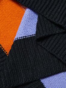Maweii Cárdigan flojo de punto informal tipo murciélago con bloques de color y rayas, talla grande, apto para otoño/invierno - Multicolor - Ver 6