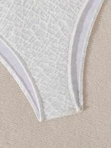 Swim Vcay Bikini một mảnh cạp cao màu trơn họa tiết mới cho nữ - trắng - Xem 5