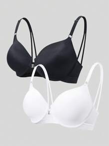 Wedaily 2pcs Plus Size Full Coverage Front Closure Breathable Mesh Padded Underwire Bra To Prevent Sagging For Large Bust - Multicolor - View 2