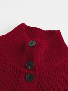Áo khoác cardigan dài đơn hàng khuy đơn màu trơn đơn giản dành cho nữ cho trang phục năm mới - Đỏ - Xem 4