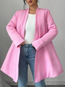 SHEIN Unity Abrigo acolchado de algodón de largo medio, diseño de cintura ceñida para estilizar el aspecto, prenda de vestir de invierno - Rosa - Ver 6