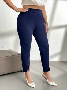 Firerie Plus Split Hem Pants Fall - Navy Blue - View 1