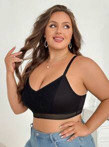 1pc Plus Size Lace Patchwork Nursing Bra