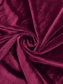 SHEIN Clasi 大码女式天鹅绒酒红色长袖优雅时尚 T 恤，秋冬 - 酒紅色 - 查看 6