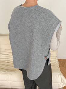 Dazy-Less Women Solid Color Front Button Minimalist Casual Vest Old Money Style