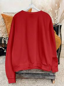 SHEIN LUNE 大码女式圣诞快乐亮丽圣诞树印花卫衣，新年套头衫，秋季款