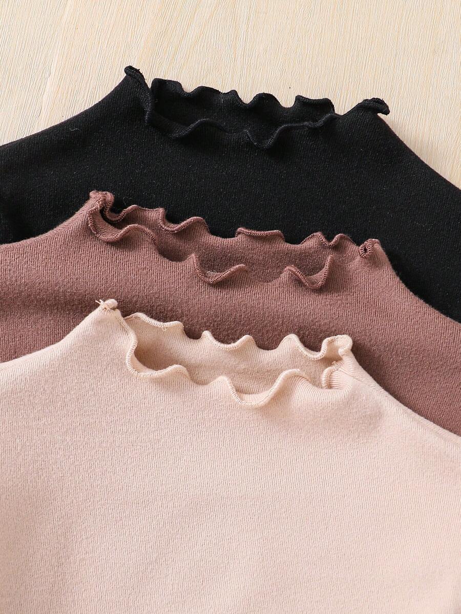 SHEIN 3 Pcs/Set Young Girl Casual Cap Sleeve Basic T-Shirt,Buy One Get Two Free,Suitable For Casual Everyday Wear With Certain Warmth, Mom And Daughter Matching,Sister And Me Matching, Sport Style,Great For Casual & Daily Wear & School Daily In Autumn & Winter - Multicolor - View 1