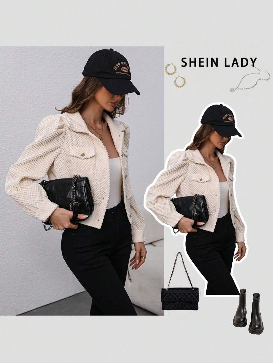 Chiquease Women Casual Front Button Flap Pocket Jacket For Autumn Fall Cloth For Women - Apricot - View 1