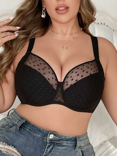 DesireSculpt Plus Size 1pc Romantic Sexy Lace Up Lift Padded Underwire Bra Lingerie