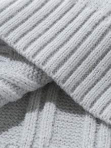 Manfinity Hypemode Men's Solid Color V-Neck Long Sleeve Casual Loose Sweater, Autumn & Winter - Light Grey - View 3