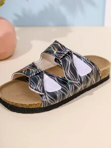 Double Buckle Decor Comfortable Fashion Versatile Lightweight Classic Casual Indoor Outdoor Beach Slippers For Boys And Girls - Black - View 6