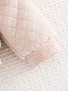 Cozy Pixies Áo khoác len dài tay mềm mại họa tiết tai gấu 3D cho bé trai màu trơn - Màu be - Xem 3