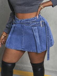 Slaydiva Plus Size Women Denim Skirt Sexy Mini Pleated Blue Skirt Holiday Party Sundress Jeans Skirt Denim Skirtfestival Clothes Winter Skirt