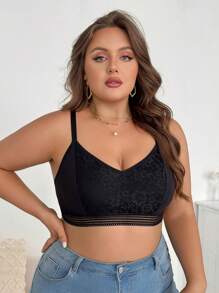 1pc Plus Size Lace Patchwork Nursing Bra
