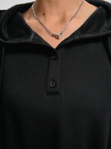 EastFlair Váy nỉ trùm đầu dáng rộng cỡ vừa - màu đen - Xem 6