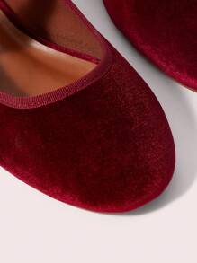 CUCCOO DOLLMOD Women's Solid Color Metal Decor Simple Casual Suede Loafers Spring Shoes Spring Break Easter For Christmas Spring Shoes - Burgundy - View 5