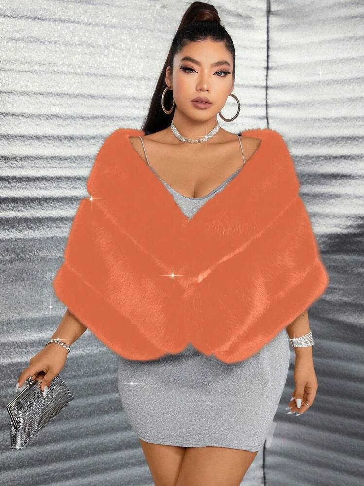 -Casual-Daily-Wear-p-44482275.html Allurite Plus Size Solid Color Simple Imitation Fur Shawl, Casual Daily  Wear | SHEIN USA