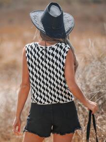 SHEIN VCAY 1 pieza Chaleco suelto de punto de unicolor con mangas farol hombros descubiertos para mujer